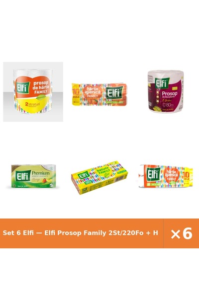 Elfi Set 6 — Prosop Family 2St/220Fo + Hartie Igienica Family + Prosop de buc...