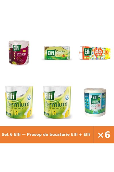 Elfi Set 6 — Prosop de bucatarie + hartie igienica premium + Hartie Igienica ...