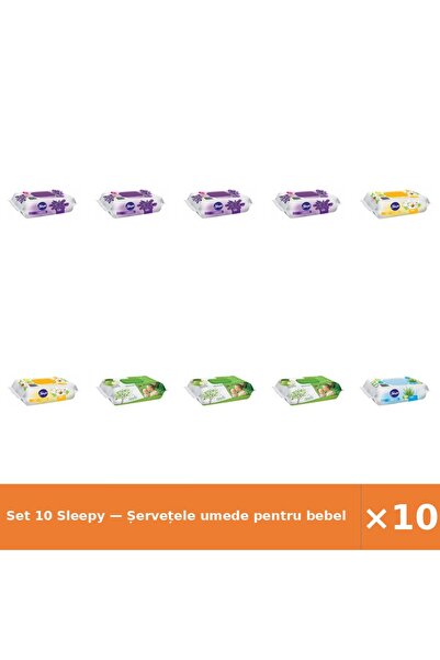 Sleepy Set 10 — Șervețele umede pentru bebel + Șervețele umede pentru bebel +...