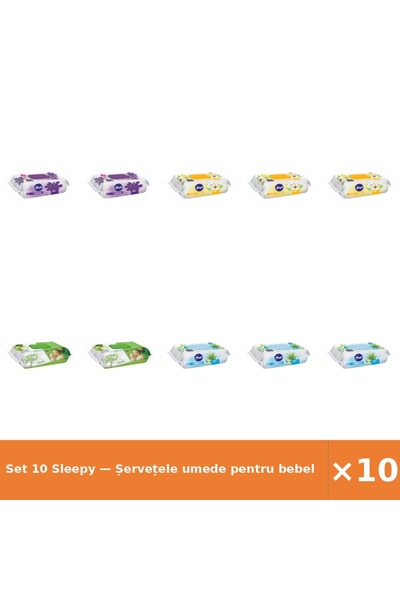 Sleepy Set 10 — Șervețele umede pentru bebel + Șervețele umede pentru bebel +...