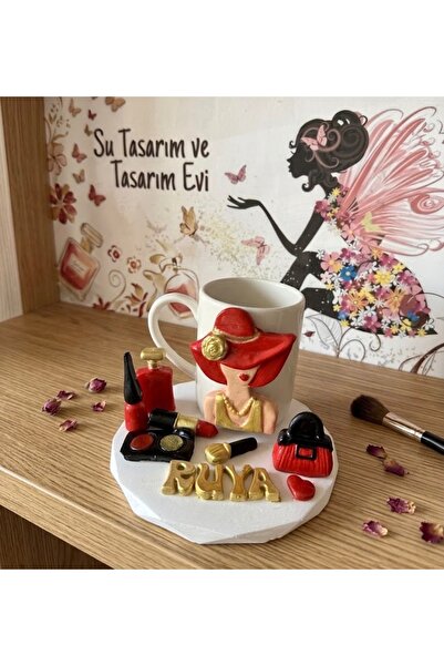 sutasarimevi Su Tasarım Evi kişiye özel makyaj moda detaylı kahve fincanı isi...