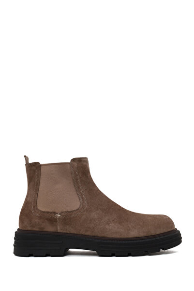 Derimod Men's Mink Thick Soled Suede Leather Casual Chelsea Boots Wm680042Ds