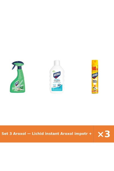 Aroxol Set 3 — Lichid instant impotr + Lotiune delicata impotriva i + Spray i...