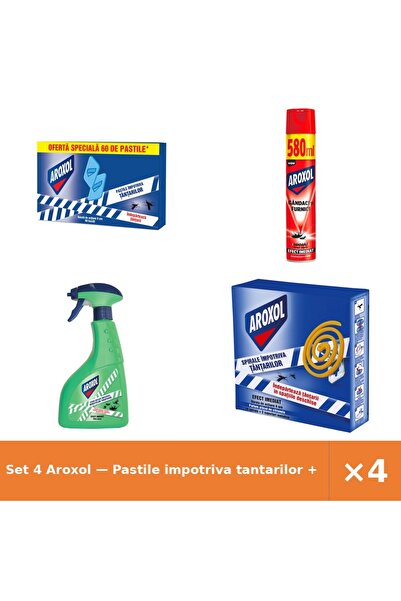 Aroxol Set 4 — Pastile impotriva tantarilor + Spray impotriva gandacilor s + ...