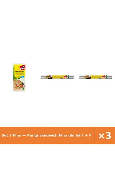 Fino Set 3 — Pungi sandwich din hârt + Folie de aluminiu pentr
