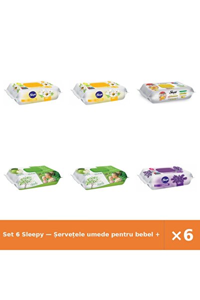 Sleepy Set 6 — Șervețele umede pentru bebel + Șervețele umede de curățare + Ș...