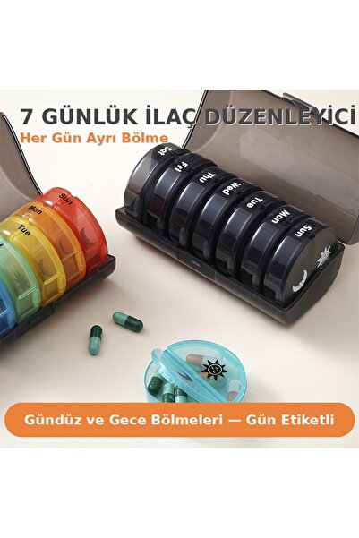 Genel Markalar 7 Günlük Haftalık İlaç Saklama Kutusu Çift Korumalı Toz ve Nem...