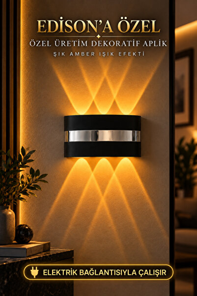 Edison Silver Detailed Electric Led Sconce Amber Light Bidirectional Decorati...