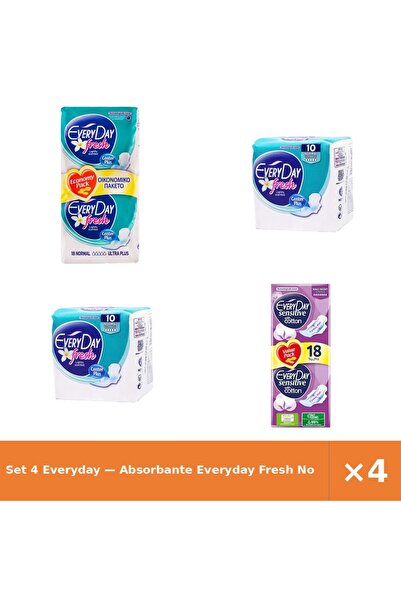 EveryDay Set 4 — Absorbante Fresh No + Absorbante Fresh No + Absorbante Every...