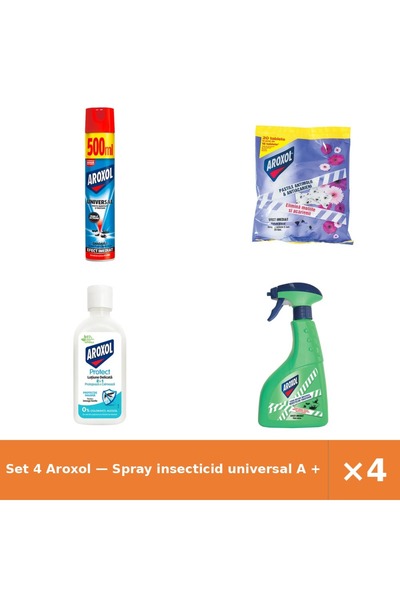Aroxol Set 4 — Spray insecticid universal A + Pastile antimolii si antiaca + ...