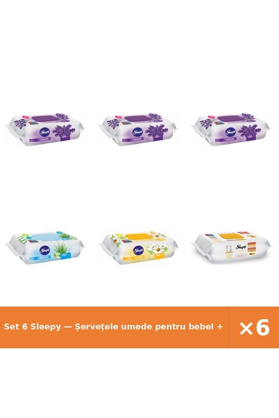 Sleepy Set 6 — Șervețele umede pentru bebel + Șervețele umede pentru bebel + ...