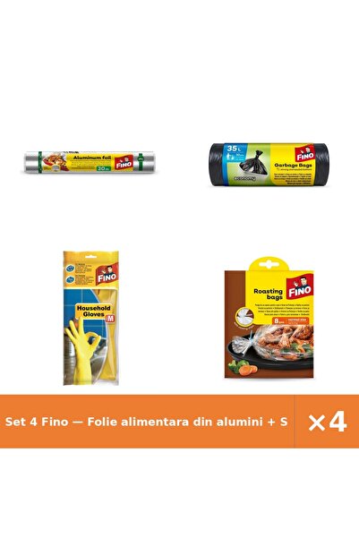 Fino Set 4 — Folie alimentara din alumini + Saci gunoi + Manusi de menaj - Gospo