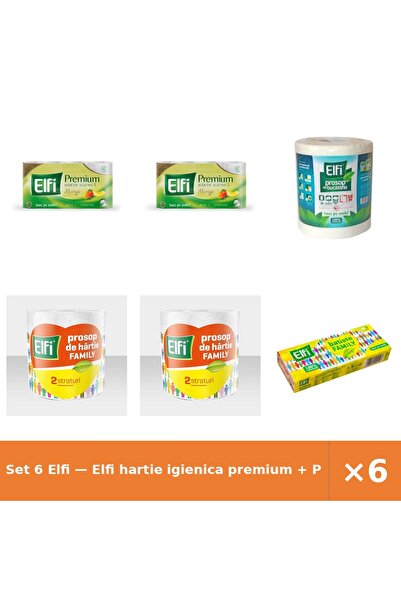Elfi Set 6 — hartie igienica premium + Prosop de bucatarie + Prosop Family 2S...