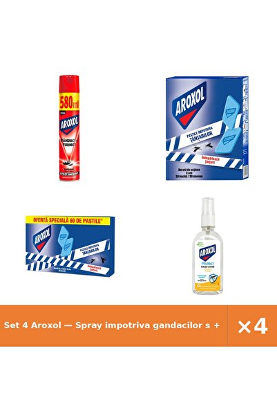Aroxol Set 4 — Spray impotriva gandacilor s + Pastile tantari + Pastile impot...
