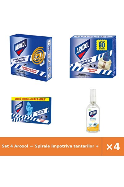 Aroxol Set 4 — Spirale impotriva tantarilor + Rezerva lichida impotriva ta + ...