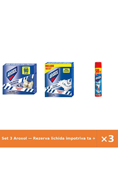 Aroxol Set 3 — Rezerva lichida impotriva ta + aparat electric cu pa + Spray i...