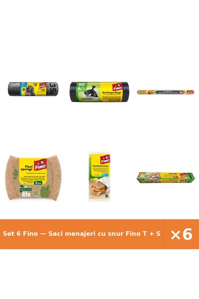 Fino Set 6 — Saci menajeri cu snur T + Saci gunoi + Folie de aluminiu