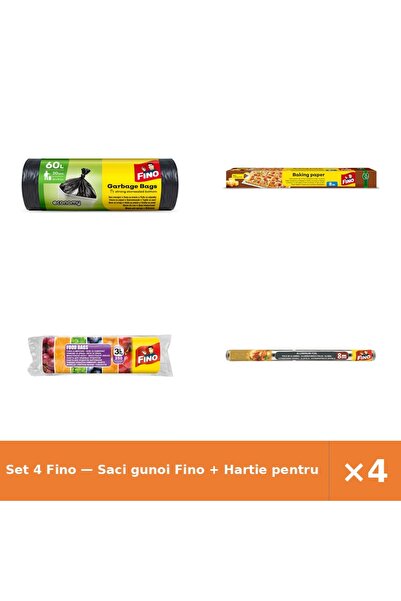 Fino Set 4 — Saci gunoi + Hartie pentru copt + Pungi alimentare 3l