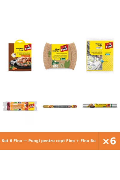 Fino Set 6 — Pungi pentru copt + Bureti Green Life Profi + Lavete umede Premium