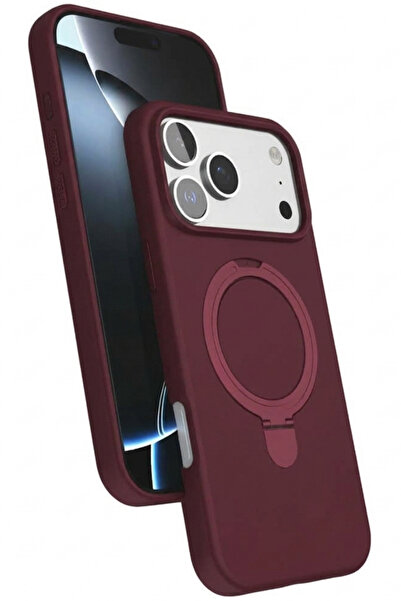 Rivor Apple iPhone 17 Pro Max & iPhone 18 Pro Max Uyumlu Kılıf Kamera Çıkıntılı Magsafe Şarj Özellikli Halka Standlı Yumuşak Dokulu Kapak