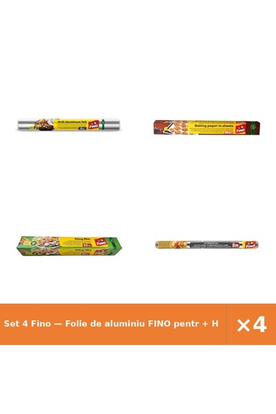 Fino Set 4 — Folie de aluminiu pentr + Hartie pentru copt + Folie plastic Film
