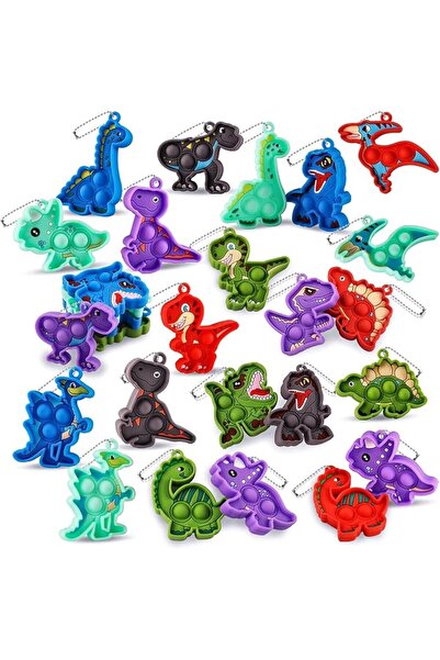TERRIFI 24 Pack Dinosaur Party Favors for Kids, 12 Styles Dinosaur Silicone F...