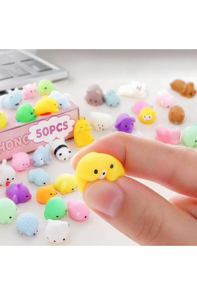 Beauenty 50 Pcs Kawaii Squishies, Mochi Squishy Toys for Kids Party Favors, Mini Stress Relief Toys