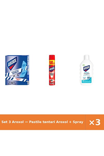 Aroxol Set 3 — Pastile tantari + Spray impotriva gandacilor s + Lotiune delic...