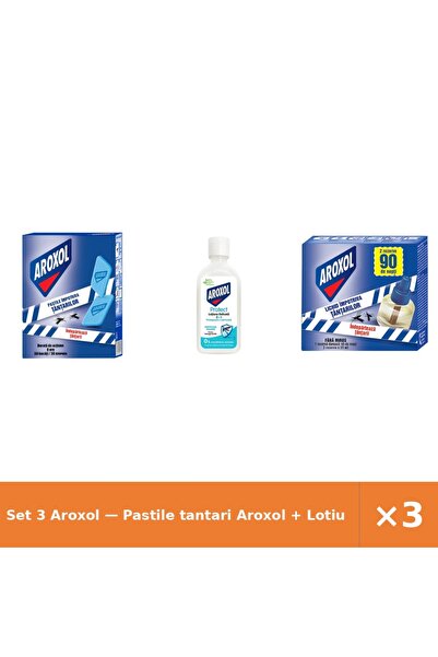 Aroxol Set 3 — Pastile tantari + Lotiune delicata impotriva i + Rezerva lichi...