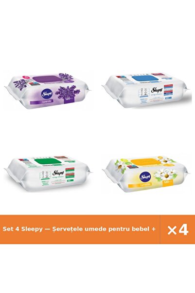 Sleepy Set 4 — Șervețele umede pentru bebel + Șervețele umede Easy + Șervețel...