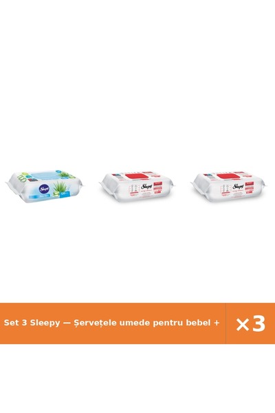 Sleepy Set 3 — Șervețele umede pentru bebel + Șervețele umede Easy