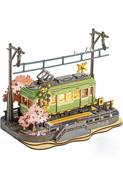 KASTWAVE Sakura Journey Wooden 3D Puzzle for Adults, DIY Japanese Sakura Tram...