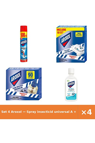 Aroxol Set 4 — Spray insecticid universal A + aparat electric cu pa + Rezerva...