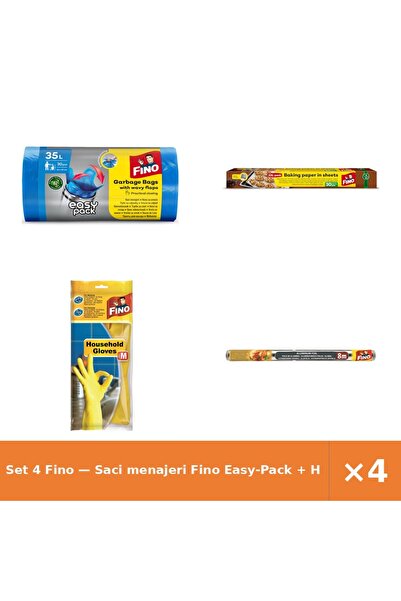 Fino Set 4 — Saci menajeri Easy-Pack + Hartie pentru copt + Manusi de menaj -...