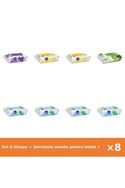 Sleepy Set 8 — Șervețele umede pentru bebel + Șervețele umede pentru bebel + ...