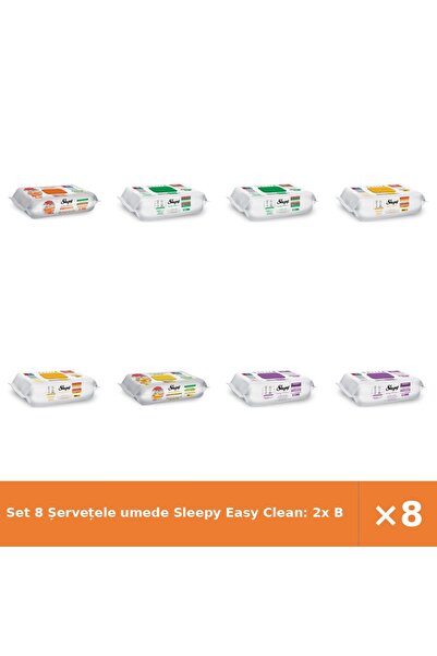 Sleepy Set 8 Șervețele umede Easy Clean: 2x Bucătărie, 2x White, 2x Herbal, 2...