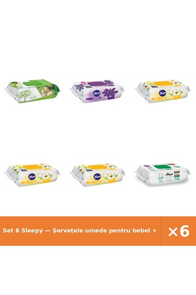 Sleepy Set 6 — Șervețele umede pentru bebel + Șervețele umede pentru bebel + ...