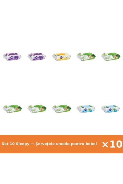Sleepy Set 10 — Șervețele umede pentru bebel + Șervețele umede pentru bebel +...