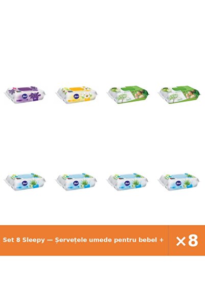 Sleepy Set 8 — Șervețele umede pentru bebel + Șervețele umede pentru bebel + ...