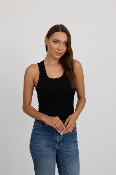 Saby Active Women's Corded Fabric Slim Fit Body-Hugging Scoop Neck Cotton Basic Tank Top