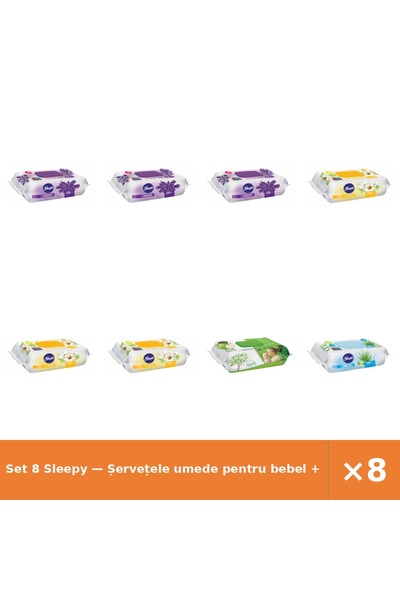 Sleepy Set 8 — Șervețele umede pentru bebel + Șervețele umede pentru bebel + ...