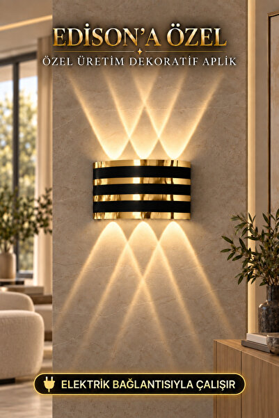 Edison Gold Şeritli 220V LED Duvar Aplik Gün Işığı Çift Yönlü Dekoratif Duvar...