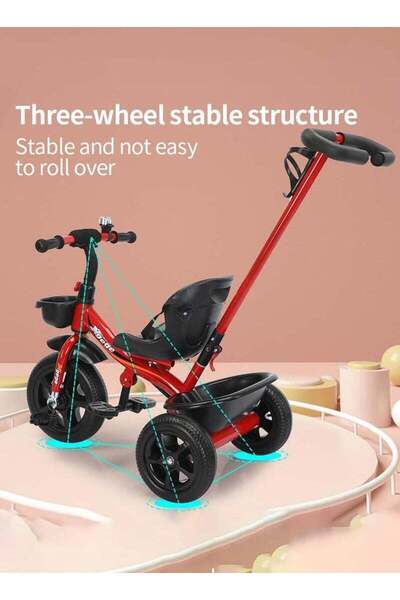 Arabest Baby Tricycle, 2-in-1 Push Trike with Bell, Seat Belt, Basket & Stora...