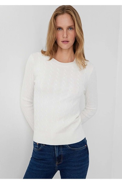 Mavi M1710910 Burgu Desenli Kazak Kadın Sweatshirt BEYAZ