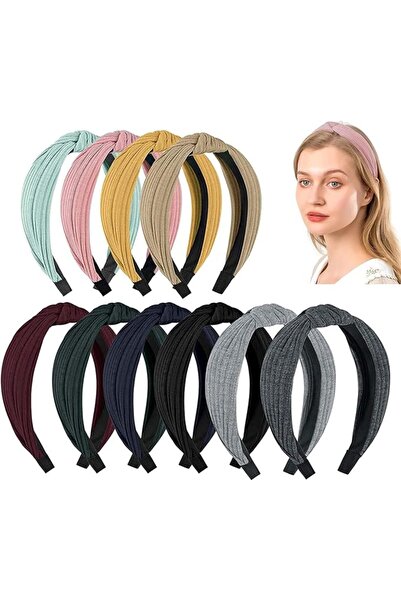 KASTWAVE 10 Pack Soft Knotted Headbands for Women & Girls - Non-Slip Fabric H...