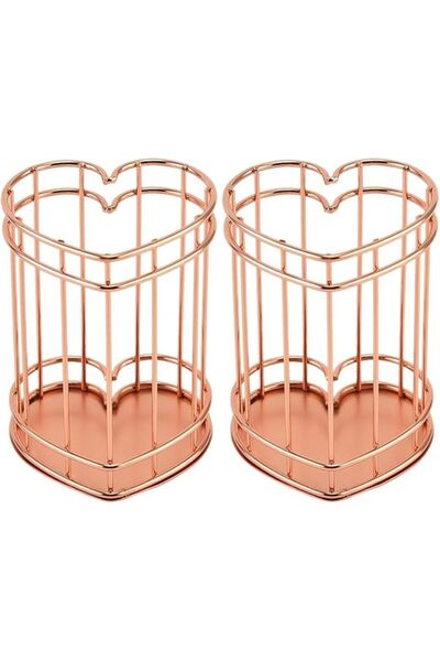 Paporich 2 Pcs Heart Shape Metal Pen Holder, Nordic Style Desktop Stationery ...