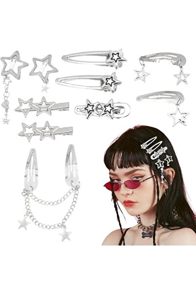 Hannea 10Pcs Hair Clips for Girls Women Y2K Accessories Cute Metal Star Hair ...