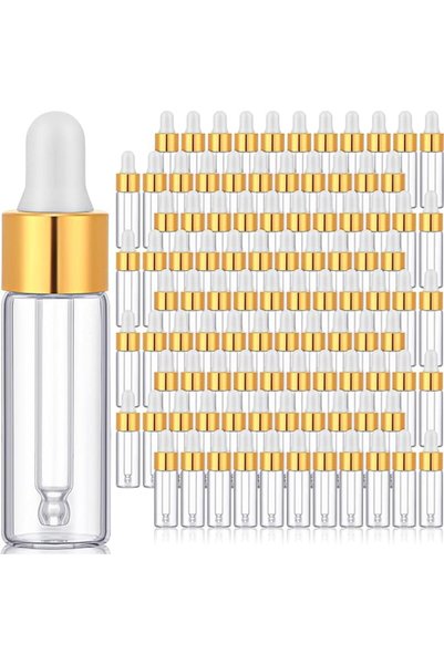 KASTWAVE Glass Dropping Bottles, 50 Pcs Mini Essential Oil Dropper Bottles, w...