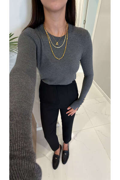 BİRCANÇİL Dlvin Sodde Dark Smoked Knitwear with Sleeve Detail