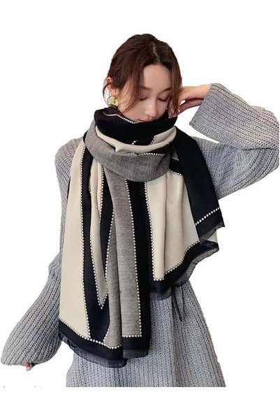 ALMEKAQUZ Cotton Scarf Large Cashmere Feel Women's Shawl Wrap